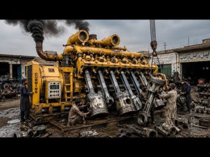 Restoring a Massive 12-Cylinder Generator Engine | Replacing Huge Cylinder Liners & Pistons