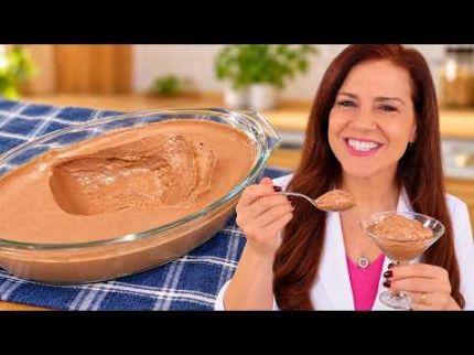 MOUSSE DE CHOCOLATE PROBIÓTICA - Sem Açúcar, Cremosa, Fácil, Rápida e Saudável